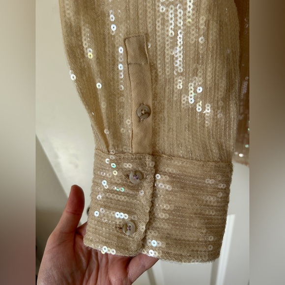 NWOT Anthropologie Pilot Sequin Shine Shirt M - Picture 8 of 11
